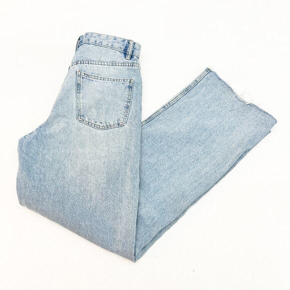 Zara Light Wash Ripped Denim Jeans Raw Hem Ripped Throughout Size 6 - Picture 8 of 8